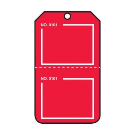 Accuform Safety Tags, Blank, Numbered, Perforated, Red, 5.75in x 3.25in, PF-Cardstock, 25PK TPP223CTP